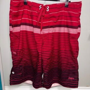 Aeropostale red black white striped board shorts trunks 2009 preppy men’s 34